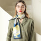 Women's Silky Rectangular Neck Scarf with Abstract Print Border Design for Versatile Styling