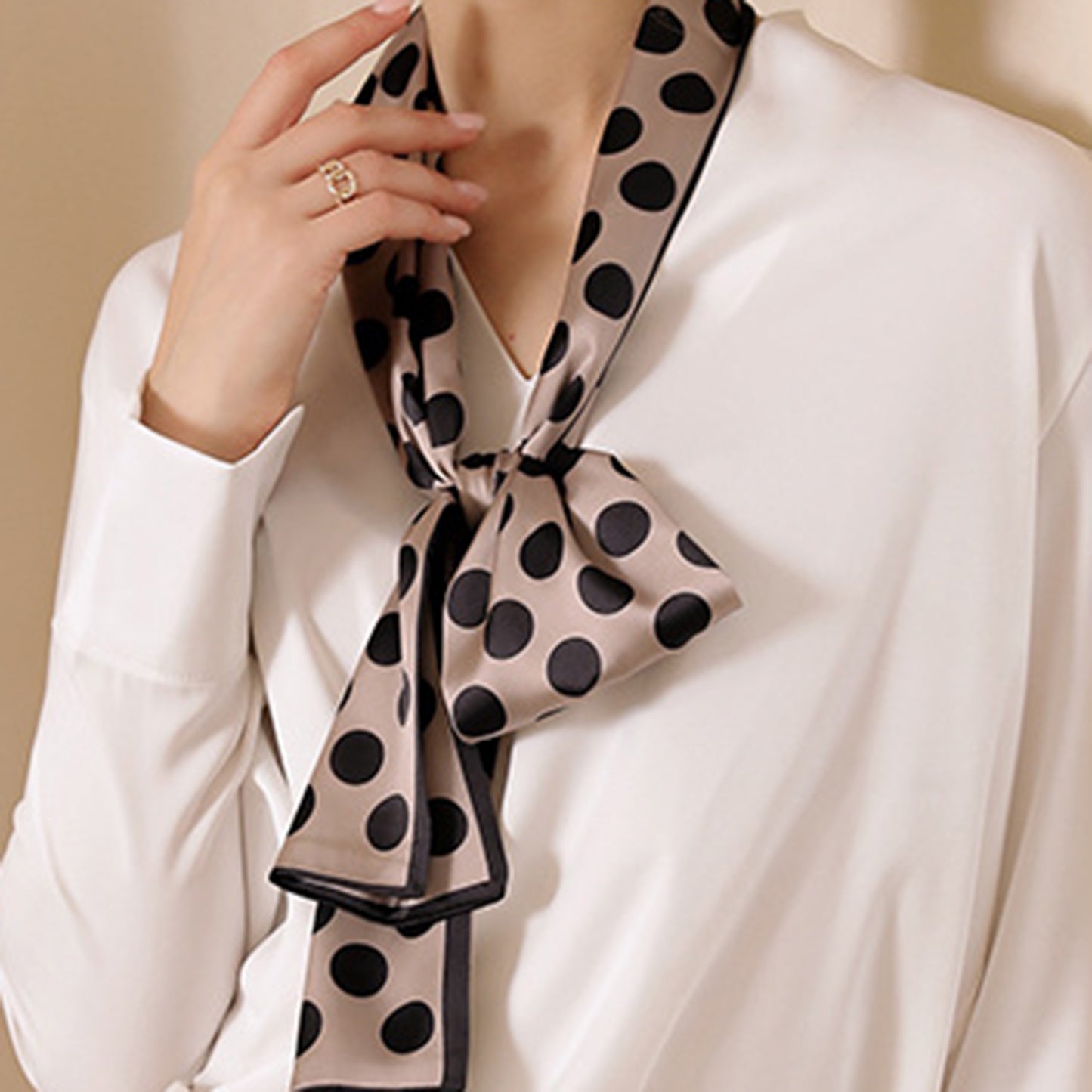 Women's Silky Rectangular Neck Scarf with Abstract Print Border Design for Versatile Styling