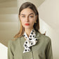 Women's Silky Square Neck Scarf with Black Heart Pattern for Hair and Bag Styling