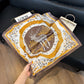 Women's Silky Square Neck Scarf with Abstract Floral Pattern for Hair and Bag Styling