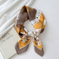 Women's Silky Square Neck Scarf with Abstract Floral Pattern for Hair and Bag Styling