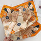 Women's Silky Square Scarf with Floral and Rope Print for Neck Hair or Bag Accessory