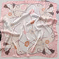 Women's Silky Square Scarf with Floral and Rope Print for Neck Hair or Bag Accessory