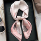 Women's Silky Square Scarf with Floral and Rope Print for Neck Hair or Bag Accessory