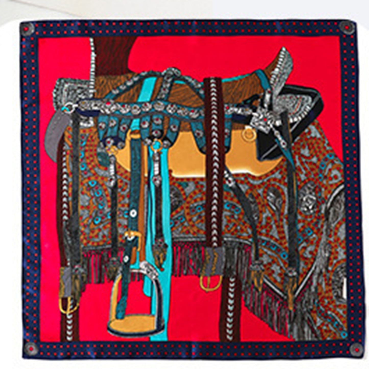 Women's Colorful Boho Patterned Satin Scarf with Abstract Print for Neck Hair or Handbag Accent
