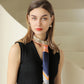 Women's Colorful Boho Patterned Satin Scarf with Abstract Print for Neck Hair or Handbag Accent