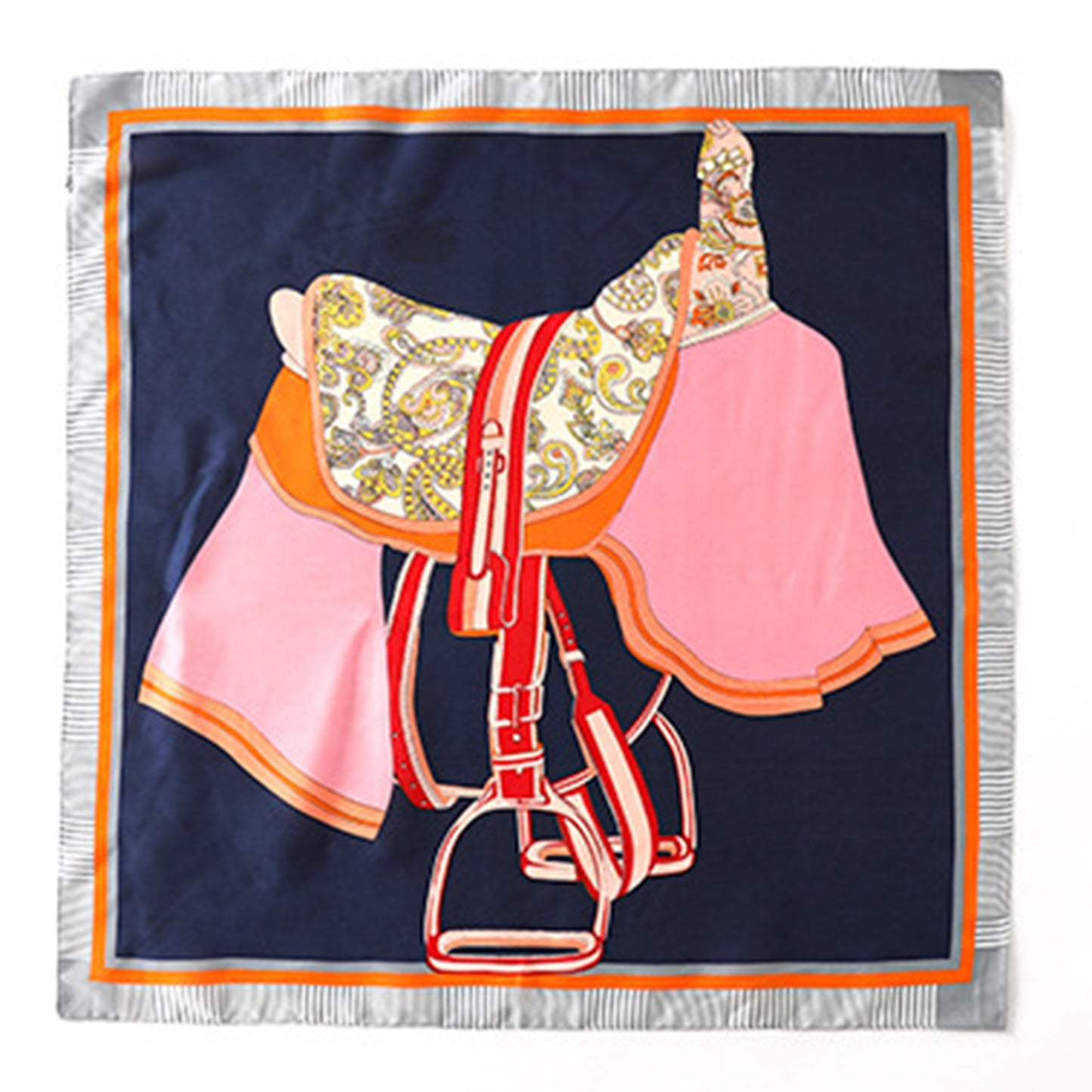 Women's Colorful Boho Patterned Satin Scarf with Abstract Print for Neck Hair or Handbag Accent