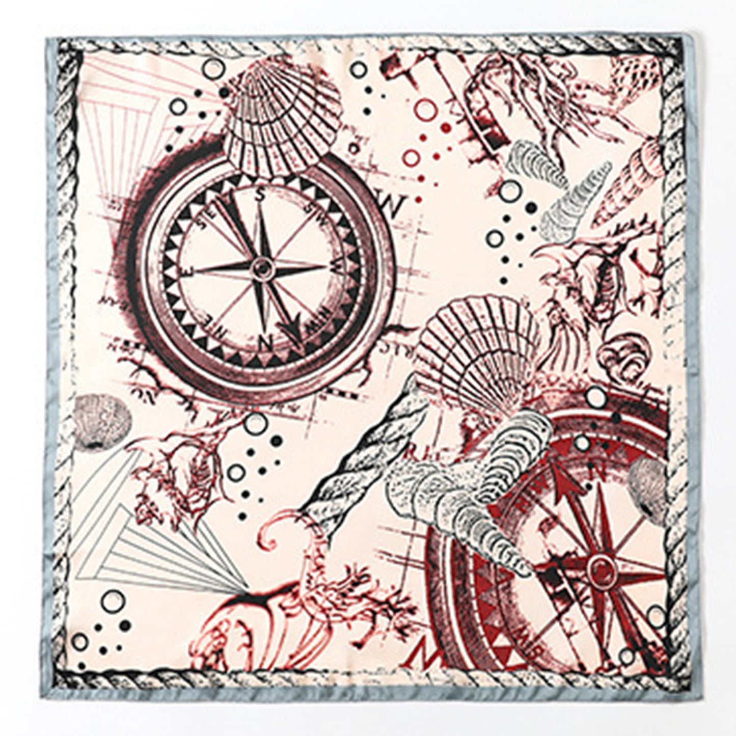 Women's Vintage-Inspired Satin Scarf with Artistic Print and Map Detail for Hair Neck or Bag Accessory