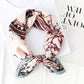 Women's Vintage-Inspired Satin Scarf with Artistic Print and Map Detail for Hair Neck or Bag Accessory