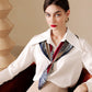 Women's Vintage-Inspired Satin Scarf with Artistic Print and Map Detail for Hair Neck or Bag Accessory