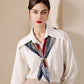 Women's Vintage-Inspired Satin Scarf with Artistic Print and Map Detail for Hair Neck or Bag Accessory