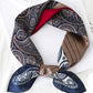 Women's Vintage-Inspired Satin Scarf with Artistic Print and Map Detail for Hair Neck or Bag Accessory