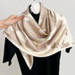 Square Floral Print Satin Scarf with Bold Leaf Pattern and Smooth Silky Finish