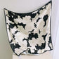 Square Floral Print Satin Scarf with Bold Leaf Pattern and Smooth Silky Finish