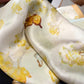 Satin Square Scarf with Butterfly and Floral Print Lightweight Silky Neck Head or Bag Accessory