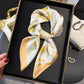 Satin Square Scarf with Butterfly and Floral Print Lightweight Silky Neck Head or Bag Accessory