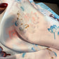 Satin Square Scarf with Butterfly and Floral Print Lightweight Silky Neck Head or Bag Accessory