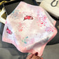 Satin Square Scarf with Butterfly and Floral Print Lightweight Silky Neck Head or Bag Accessory