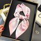 Satin Square Scarf with Butterfly and Floral Print Lightweight Silky Neck Head or Bag Accessory
