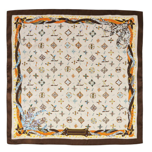 Elegant Satin Square Scarf Artistic Print Versatile Styling Accessory - 27.5IN¡Á27.5IN