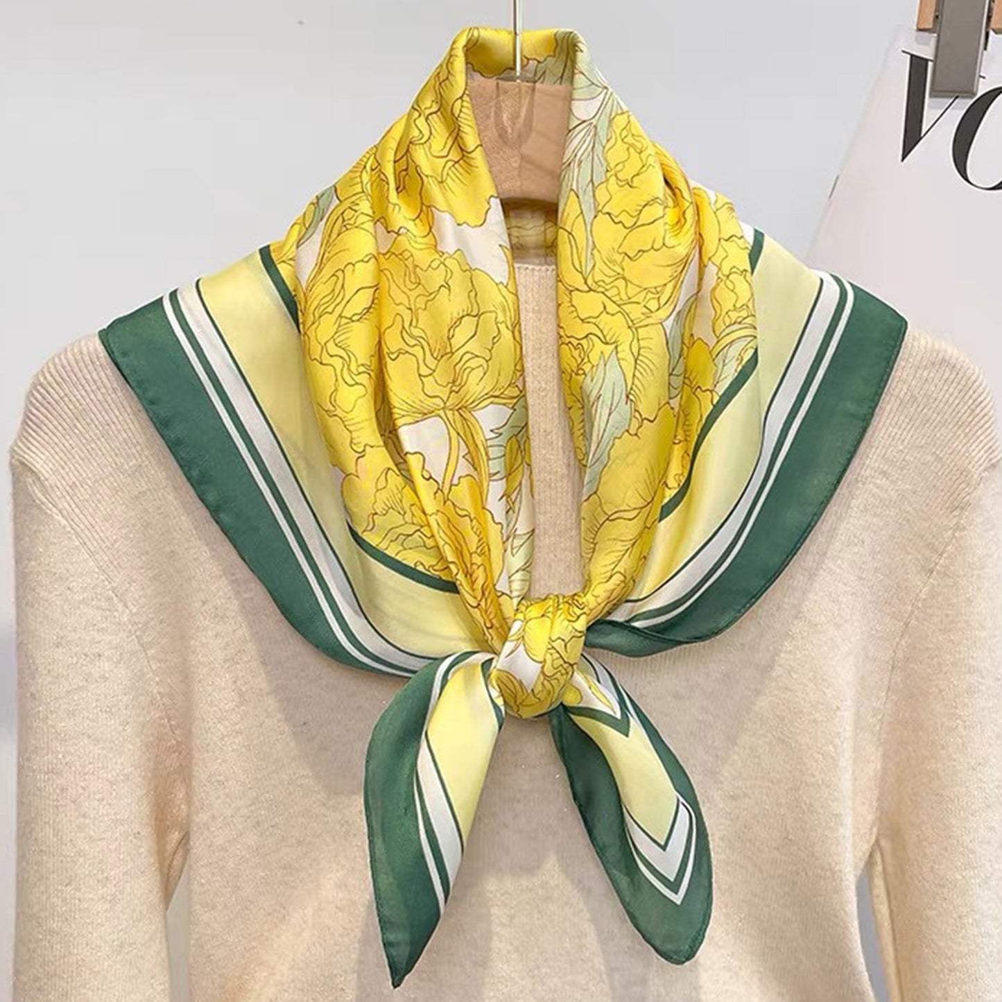 Satin Square Scarf Floral Print Versatile Styling Accessory for Headscarves and Shawls - 27.5IN¡Á27.5IN