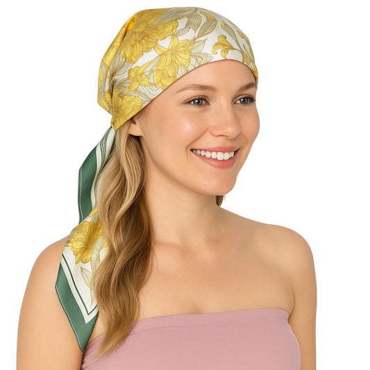 Satin Square Scarf Floral Print Versatile Styling Accessory for Headscarves and Shawls - 27.5IN¡Á27.5IN