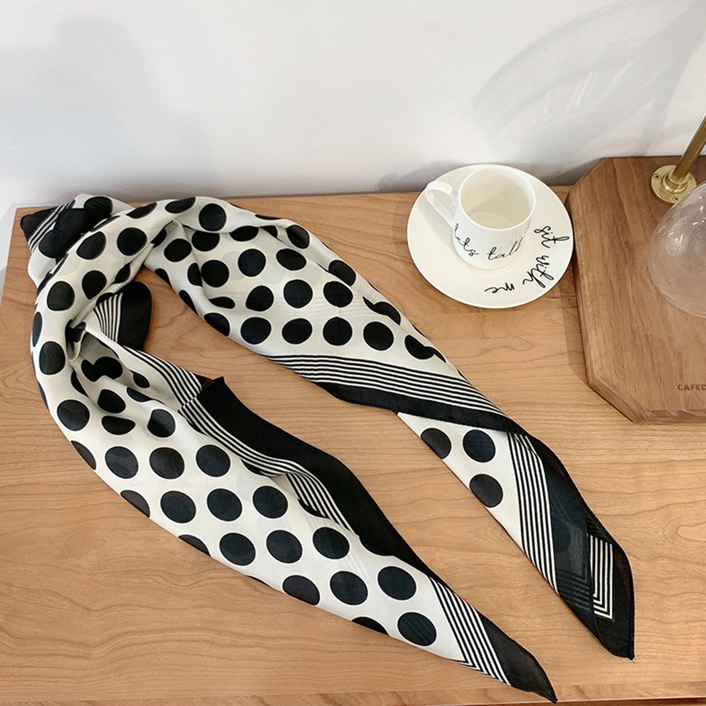 Fashion Satin Silk Scarf with Polka Dot and Floral Patterns Versatile Accessory - 27.5IN¡Á27.5IN