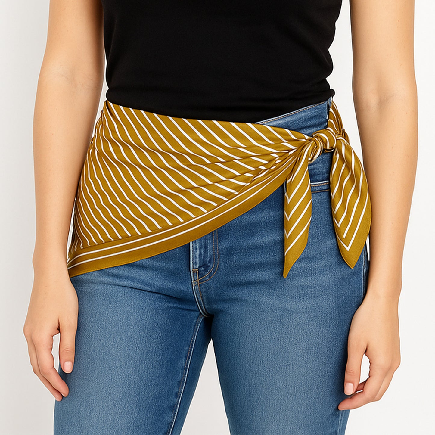 Women¡¯s Classic Striped Satin Square Scarf for Neck Hair Bag Decoration - 27.5IN¡Á27.5IN