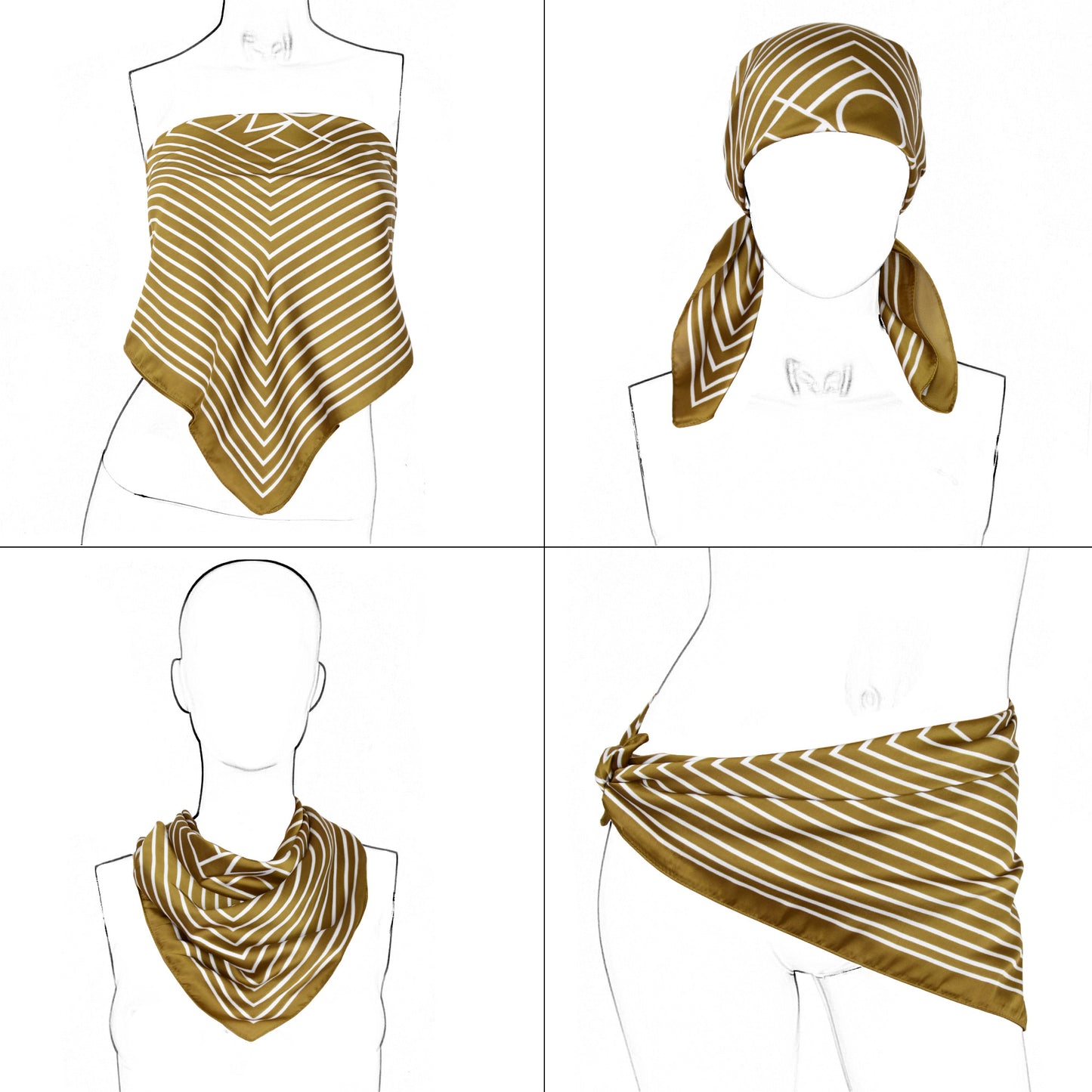 Women¡¯s Classic Striped Satin Square Scarf for Neck Hair Bag Decoration - 27.5IN¡Á27.5IN