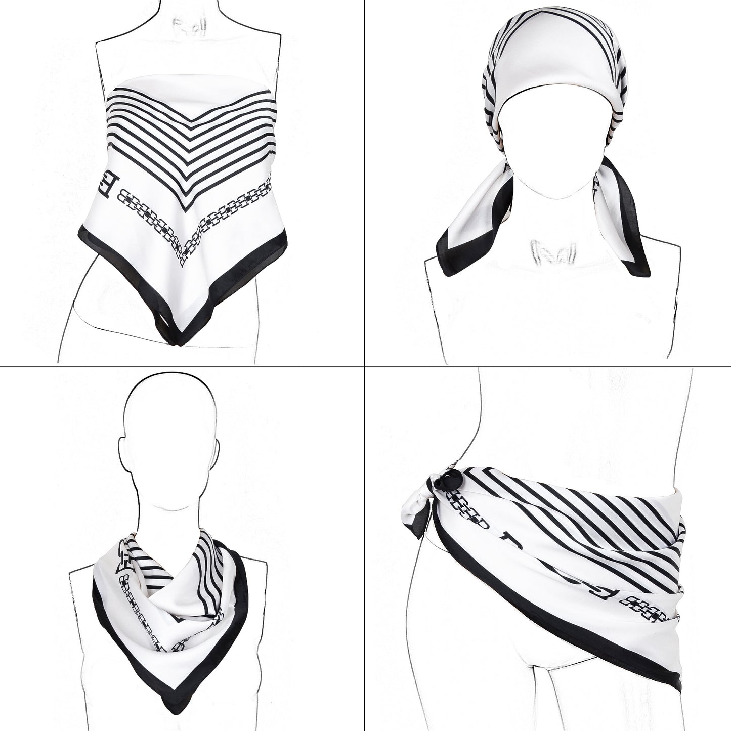 Women¡¯s Classic Striped Satin Square Scarf for Neck Hair Bag Decoration - 27.5IN¡Á27.5IN