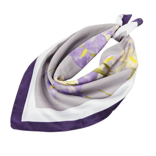 Satin Square Scarf with Elegant Floral Print for Neck Hair and Handbag Accessory - 27.5IN¡Á27.5IN