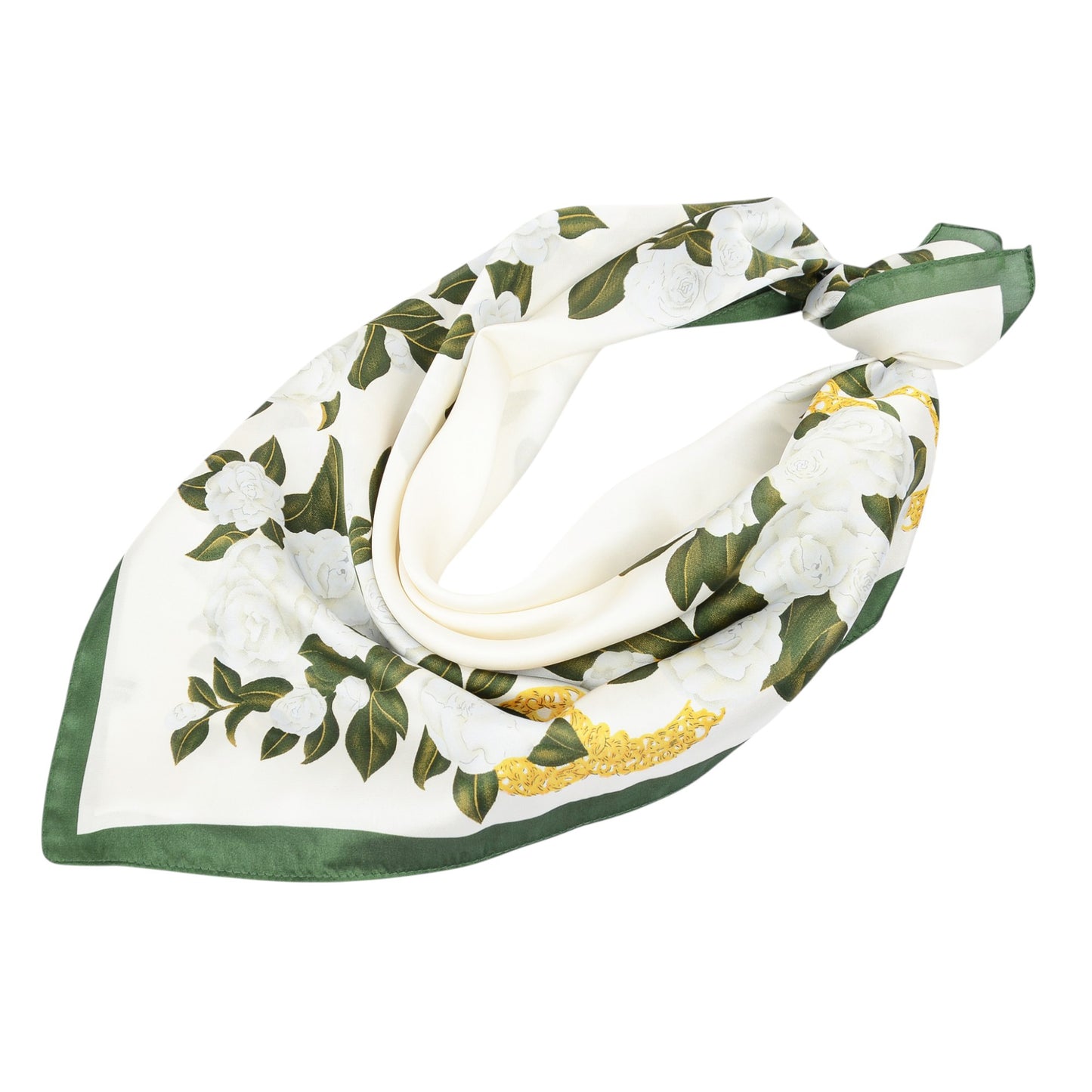 Satin Square Scarf with Elegant Floral Print for Neck Hair and Handbag Accessory - 27.5IN¡Á27.5IN