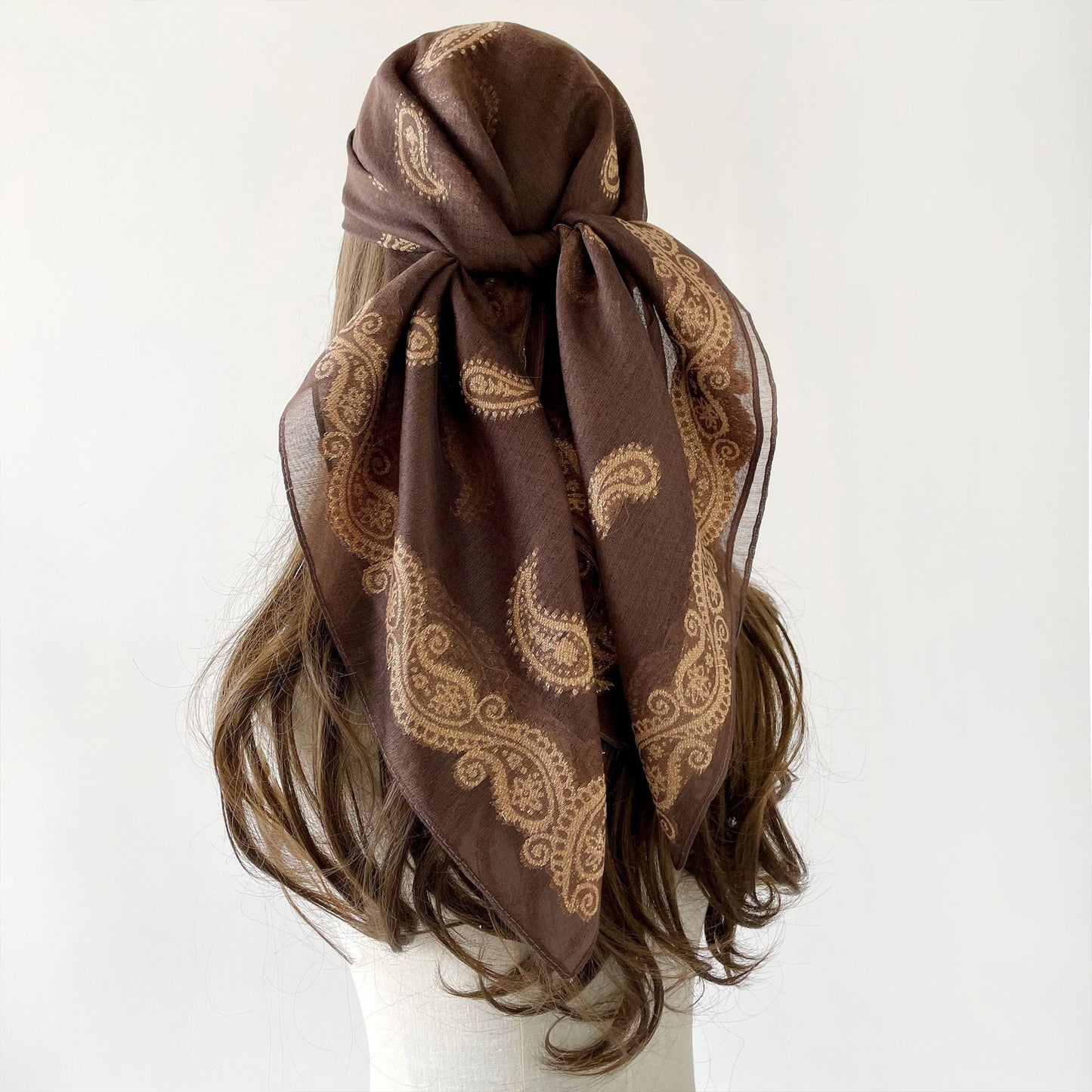 Vintage Jacquard Square Scarf Elegant Retro Floral Pattern Headscarf Shawl Wrap - 35.4IN¡Á35.4IN
