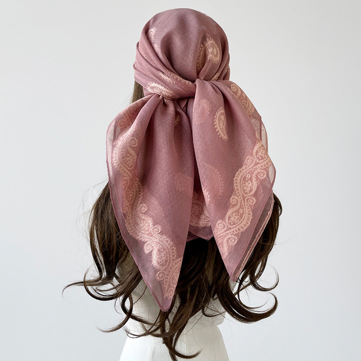 Vintage Jacquard Square Scarf Elegant Retro Floral Pattern Headscarf Shawl Wrap - 35.4IN¡Á35.4IN