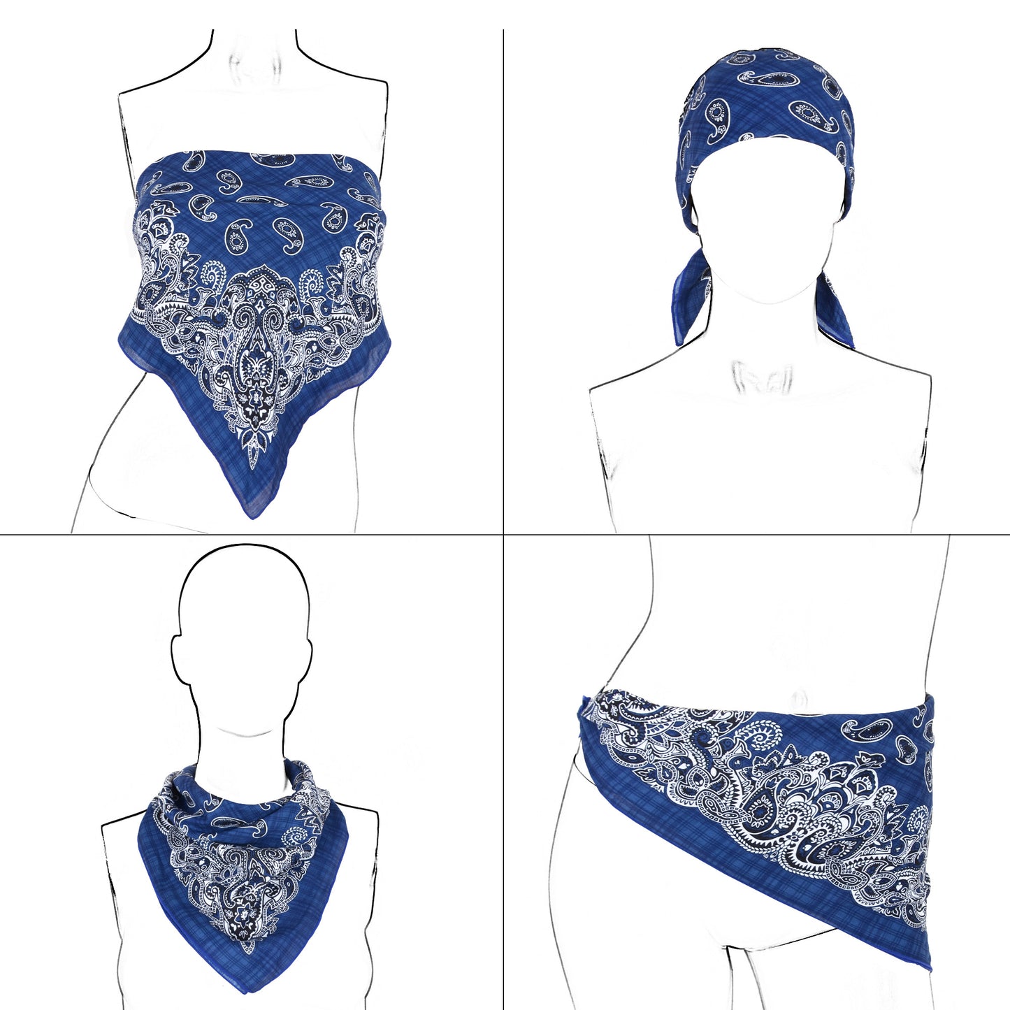 Cotton Paisley Print Bandana Scarf Square Neck Head Wrap - 22.8IN¡Á22.8IN