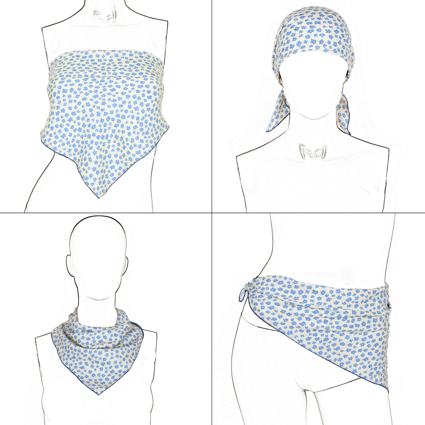 Women¡¯s Cotton Square Scarf with Floral and Paisley Print for Neck Hair and Handbag Styling - 22.8IN¡Á22.8IN