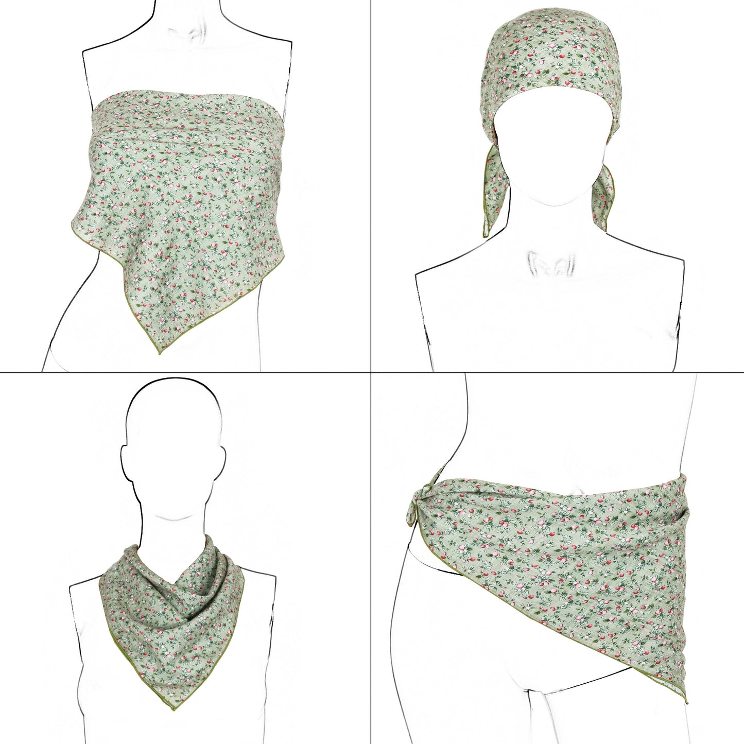 Cotton Square Neck Scarf Printed Four Seasons Versatile Fashion Accessory - 22.8IN¡Á22.8IN