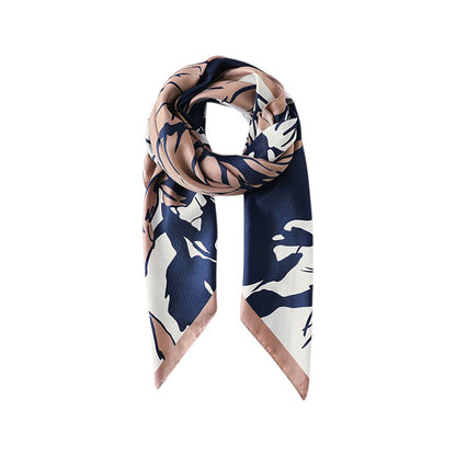 Floral Print Square Scarf with Soft Silky Fabric Lightweight Accessory for Layering and Styling