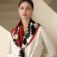 Floral Print Square Scarf with Soft Silky Fabric Lightweight Accessory for Layering and Styling