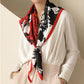 Floral Print Square Scarf with Soft Silky Fabric Lightweight Accessory for Layering and Styling