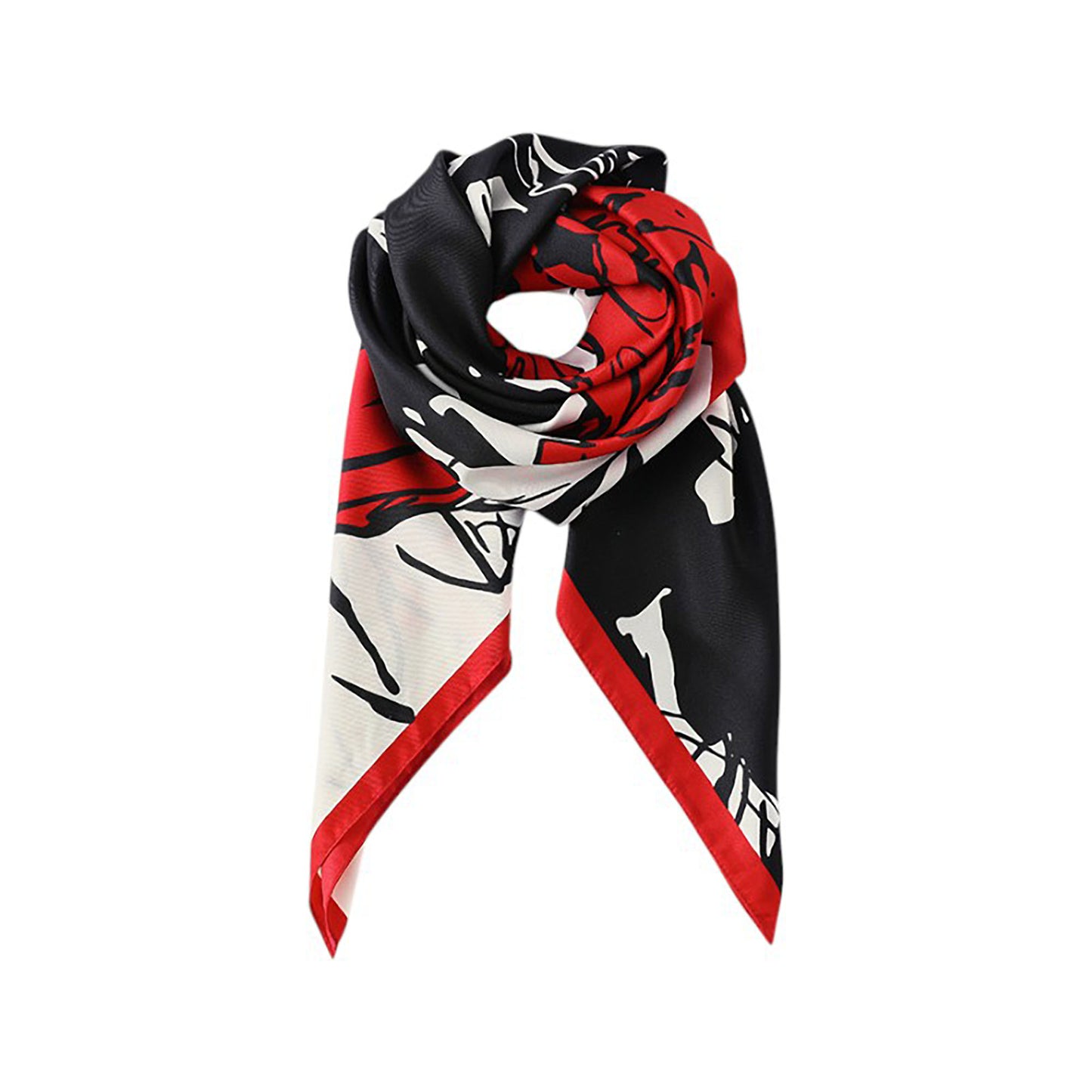 Floral Print Square Scarf with Soft Silky Fabric Lightweight Accessory for Layering and Styling