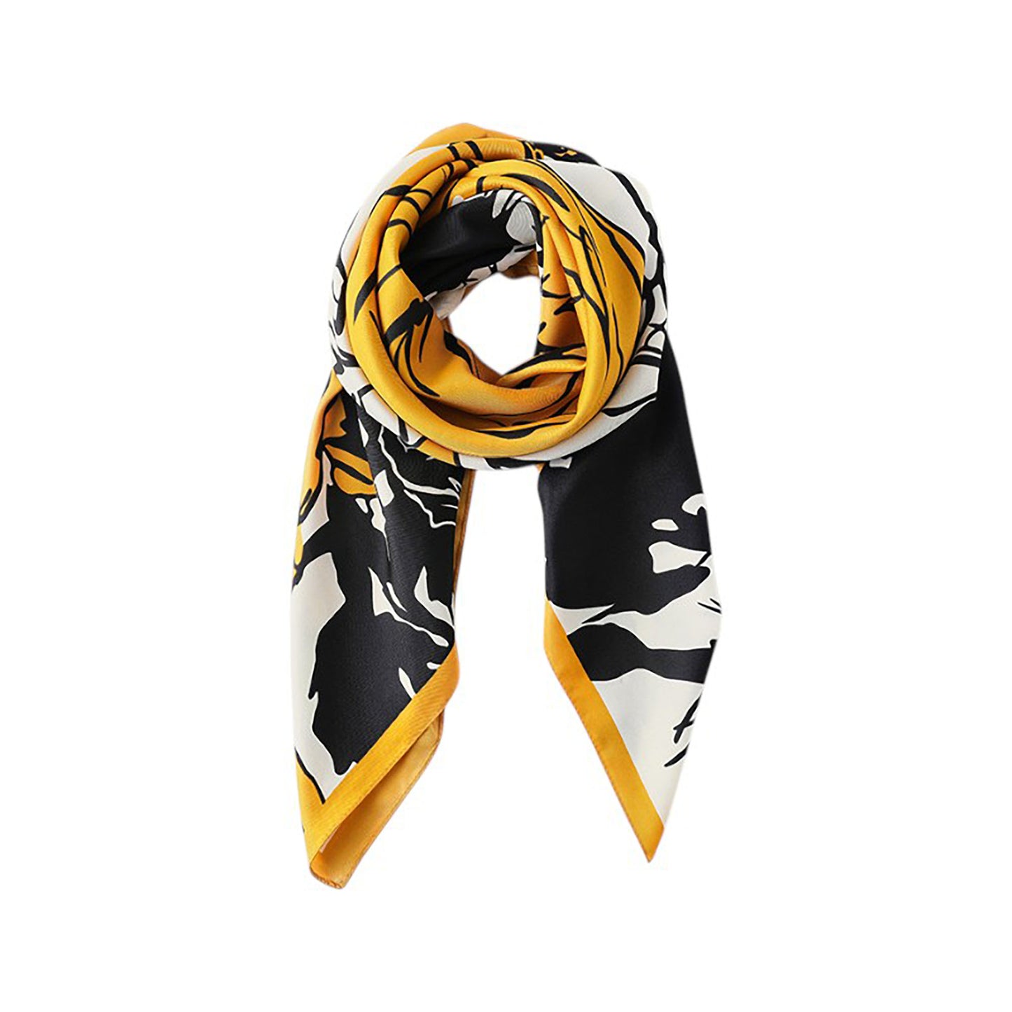 Floral Print Square Scarf with Soft Silky Fabric Lightweight Accessory for Layering and Styling