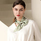Small Floral Print Silky Scarf with Lightweight Soft Fabric Versatile Square Neck and Hair Accessory