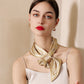Small Floral Print Silky Scarf with Lightweight Soft Fabric Versatile Square Neck and Hair Accessory