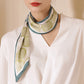 Leaf Print Silky Scarf with Lightweight Fabric Modern Square Design and Smooth Finish