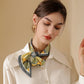 Leaf Print Silky Scarf with Lightweight Fabric Modern Square Design and Smooth Finish