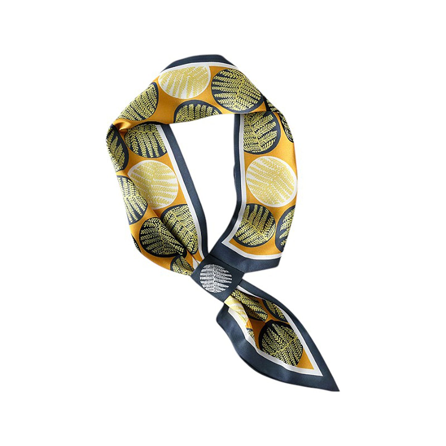 Leaf Print Silky Scarf with Lightweight Fabric Modern Square Design and Smooth Finish