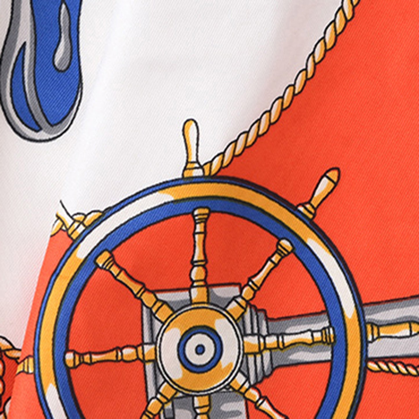 Nautical Print Square Scarf with Soft Silky Fabric Lightweight Accessory for Neck Hair and Bag Styling