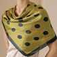 Polka Dot Print Square Scarf with Soft Silky Fabric Lightweight Versatile Neck and Hair Accessory