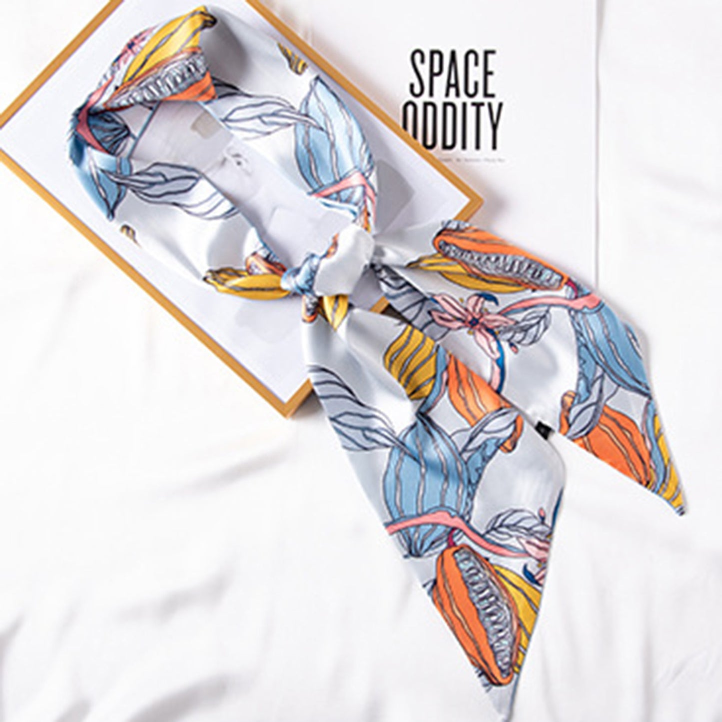 Multicolor Floral Print Silky Scarf with Soft Lightweight Fabric Versatile Square Neck and Hair Accessory
